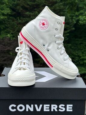 Converse CTAS Eva Lift White Canvas Platform High Casual Sneaker fits Womens 7.5